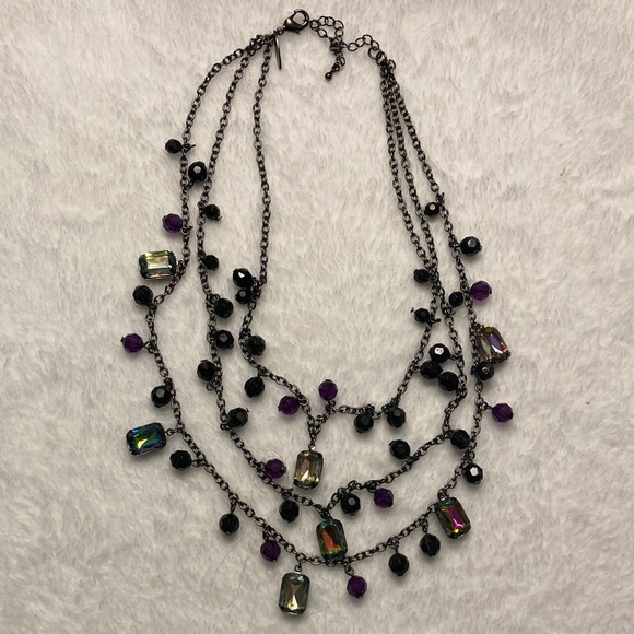 New York & Company Jewelry - New York & Company Black and Purple Layered Necklace